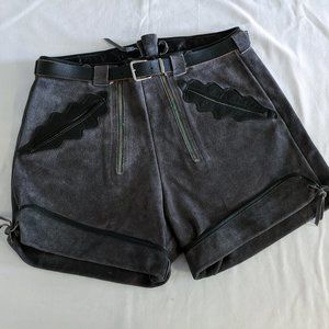 Leather High Waisted Lederhosen Shorts 30" Waist 6 / S
